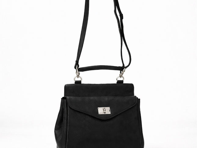Leather Crossbody Bag (Black) (SN-337)