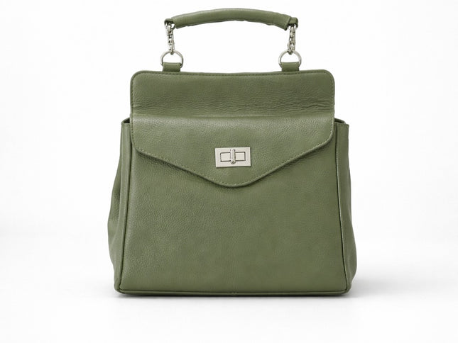 Leather Crossbody Bag (Olive) (SN-337)