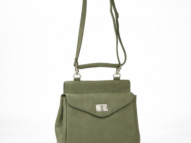 Leather Crossbody Bag (Olive) (SN-337)