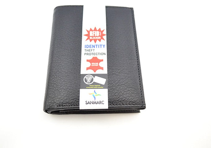 Rfid Black Leather Wallet (S-224)