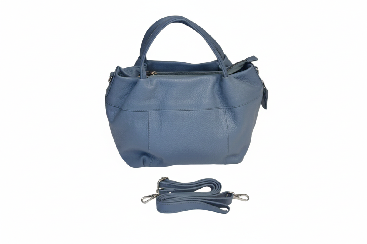 Grey Leather Handbag (SN- 37)