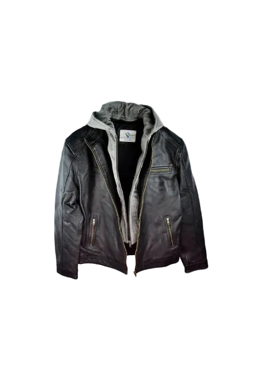Black With Grey Hood Jacket (S-3111)