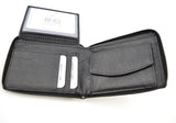 Rfid Black Leather Zip Around Wallet (S-503)