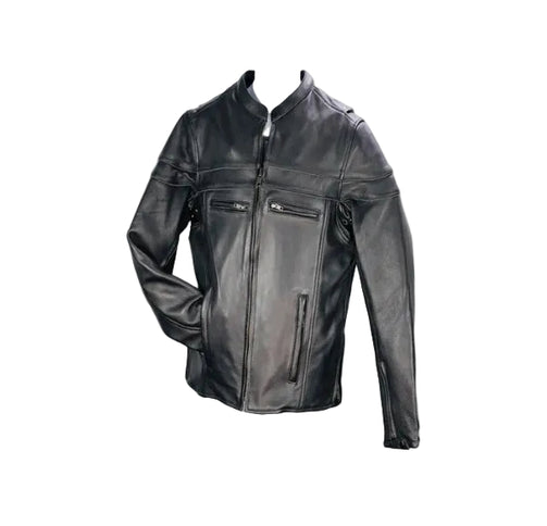 Plain Black Biker Jacket (S-1300)