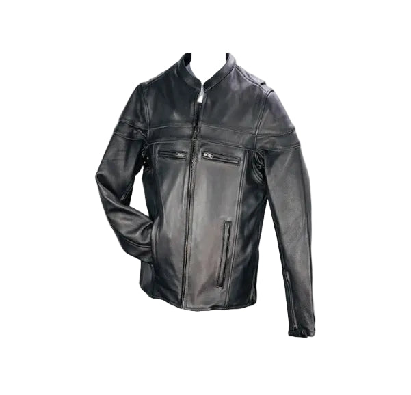 Plain Black Biker Jacket (S-1300)