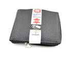 Rfid Black Leather Zip Around Wallet (S-503)