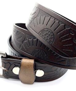 S-391 Brown Lether Engraved Print Belt