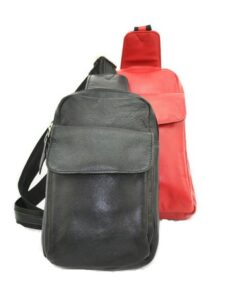 S- 1587 Leather Sling Bag Black / Red