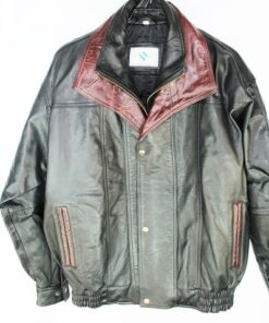 S- 1444 Double Collar Leather Bomber Jacket