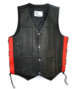 S-64 Black With Red Leather Vest