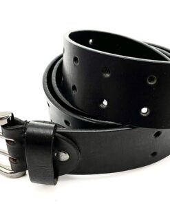 S-503 Double Hole Black Leather Belt