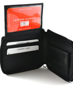 S- 506 Black Ziper Leather Wallet