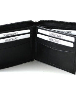 S- 2028 Black Ziper Leather Wallet