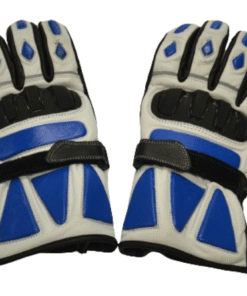 SN- 1200 White / Blue Leather Gloves
