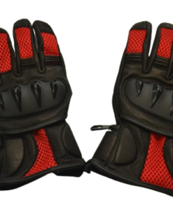 SN- 1600 Black / Red Leather Mesh Gloves