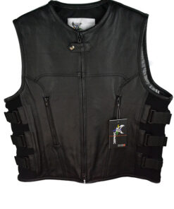 S-2233 Black Leather Club Vest